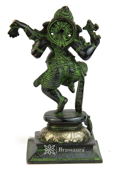 Brass Dancing Ganesh For Home Decor Weight .75 Kg And Height 6 Inch