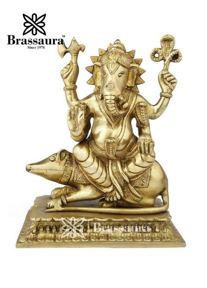 Brass Ganesha Statue For Home Decor And Gift Item Weight 4 Kg And Height 10 Inch