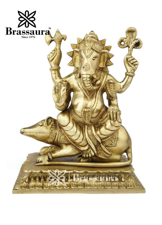 Brass Ganesha Statue For Home Decor And Gift Item Weight 4 Kg And Height 10 Inch