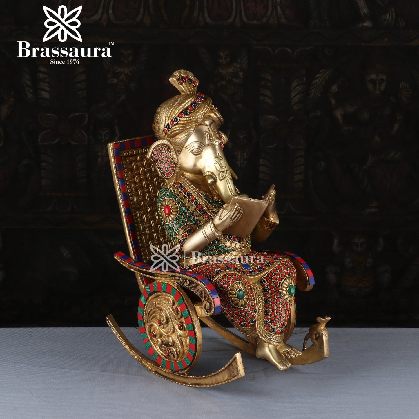 Brassaura™ Brass Ganesha Idol for Home and Decor | Weight 12.5 Kgs | Height 17 Inches