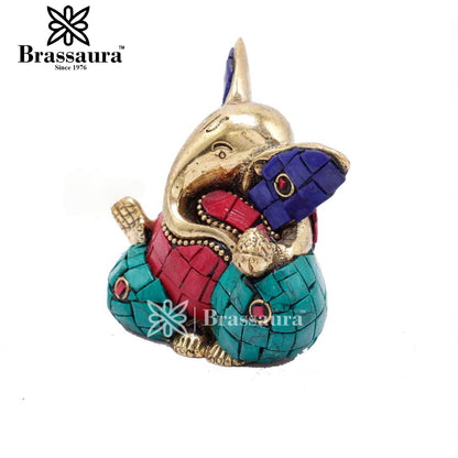 Brass Ganesha Statue For Home Decor And Gift Item Weight .45 Kg And Height 2.5 Inch