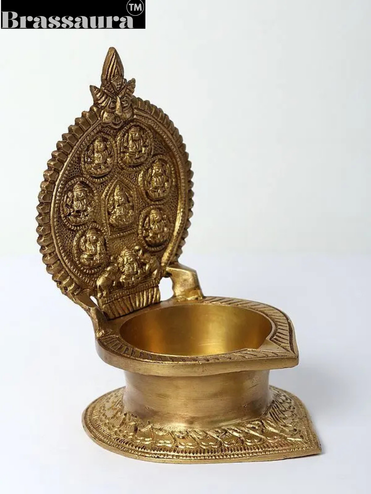 Brassaura™ Ashtalakshmi Brass Diya (Lamp) – Height 6.69 inches | Weight 0.90 kgs
