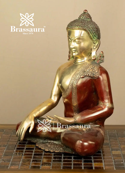 Brass Buddha For Home And Décor Weight 6 kg Height 12.5 Inch