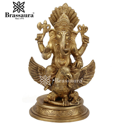 Brass Ganesha Statue For Home Decor And Gift Item Weight 3.4 Kg And Height 10 Inch