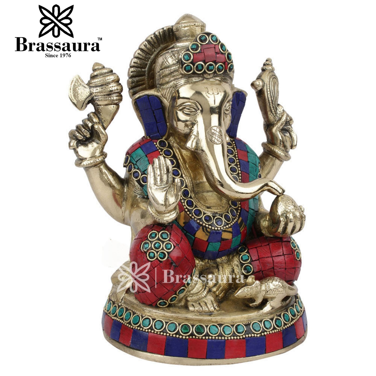 Brass Ganesha Statue For Home Decor And Gift Item Weight 3.2 Kg And Height 8 Inch