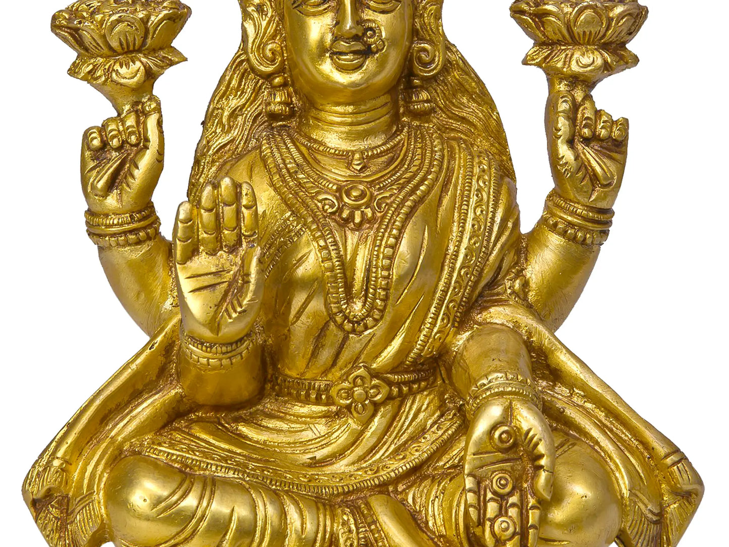Brassaura® Brass Lakshmi Maa Statue | Height 8.07 Inches & Weight 2.90 kg