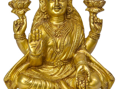 Brassaura® Brass Lakshmi Maa Statue | Height 8.07 Inches & Weight 2.90 kg