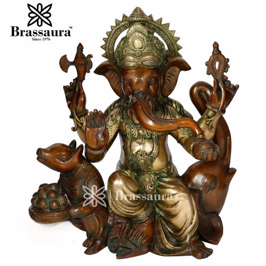 Brass Ganesha Statue For Home Decor And Gift Item Weight 29 Kg And Height 22 Inch