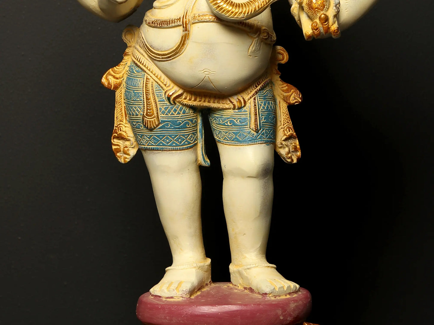 Brassaura™ Colored Standing Lord Ganesha Brass Idol | Height 19.5 Inches & Weight 10.70 kgs