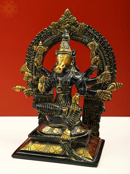 Brassaura® Brass Varaha Statue | Height 8.07 Inches & Weight 2.39 kg