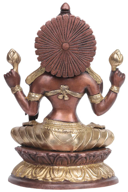 Brassaura® Four-Armed Goddess Lakshmi in Abhaya Mudra | Brass Statue | Height 9.6 Inches & Weight 3.10 kgs