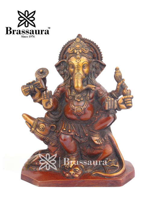 Brass Ganesha Statue For Home Decor And Gift Item Weight 3 Kg And Height 9 Inch