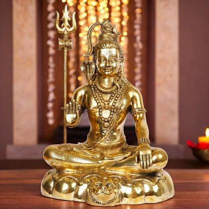 Brassaura™ Premium Brass Lord Shiva Idol – Height 19.2 Inches & Weight 12 Kgs | Spiritual Use
