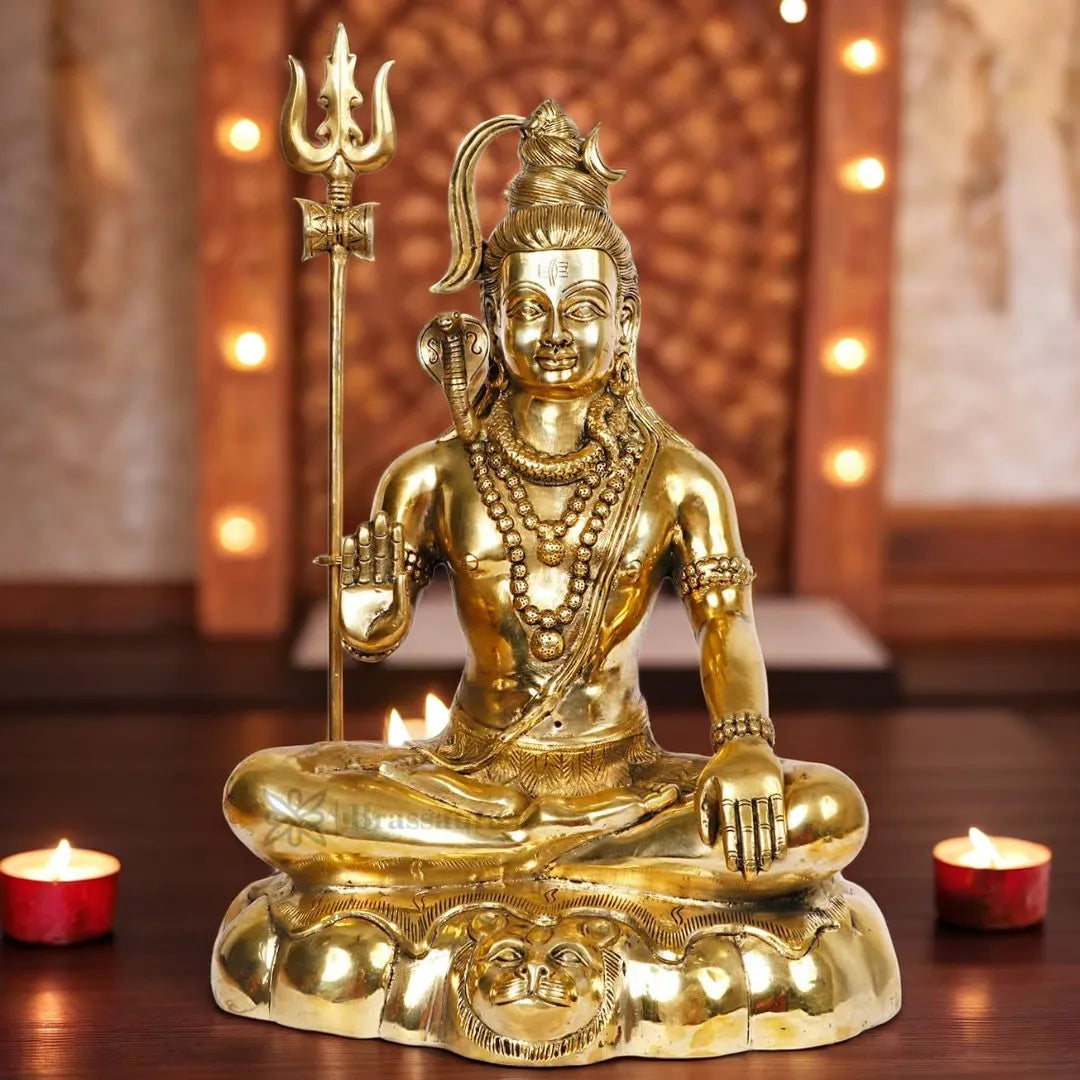 Brassaura™ Premium Brass Lord Shiva Idol – Height 19.2 Inches & Weight 12 Kgs | Spiritual Use
