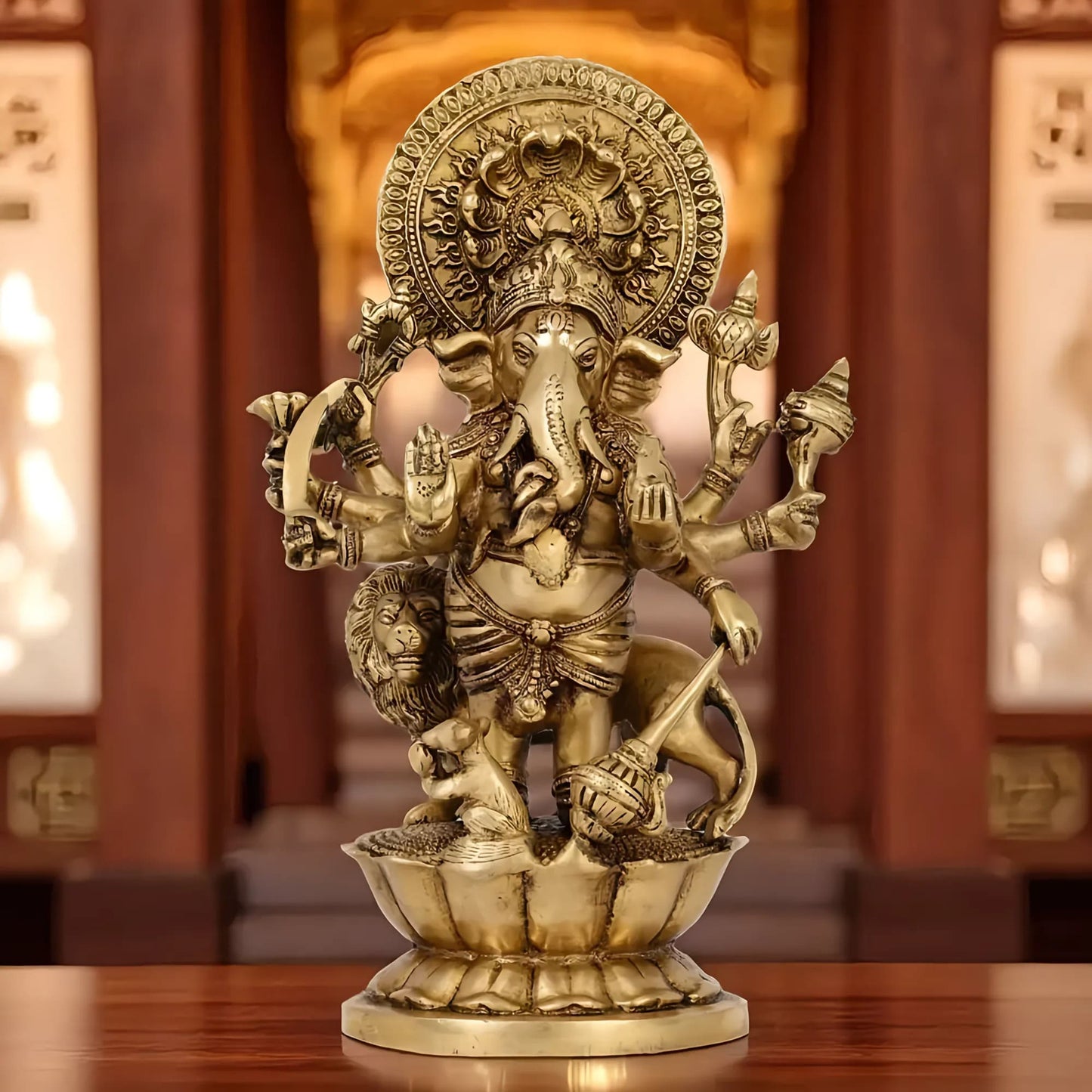 Brassaura™ Ashirwaad Kanadrishti Vinayaka Ganesha Brass Idol | Height 12 Inches | Weight 3.8Kgs