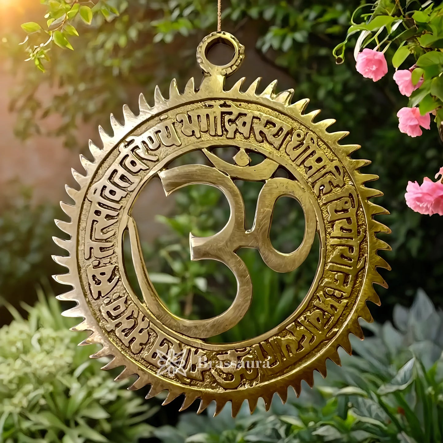 Brassaura™ Brass Om Wall Hanging – Height 6 Inches & Weight 300 Grams | Spiritual Home Décor