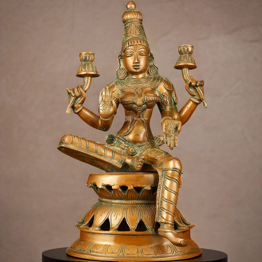 Brass Laxmi Idol for Home and Decor Height 12 Inches & Weight 4 Kgs