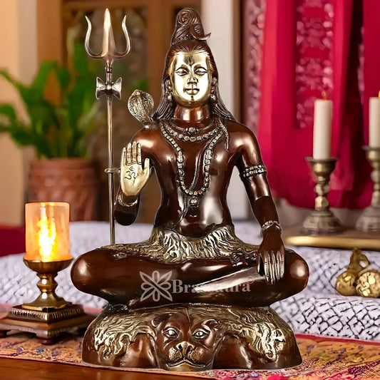 Brassaura™ Compact Brass Lord Shiva Murti – Height 22.5 Inches & Weight 16 Kgs | Devotional Ornament