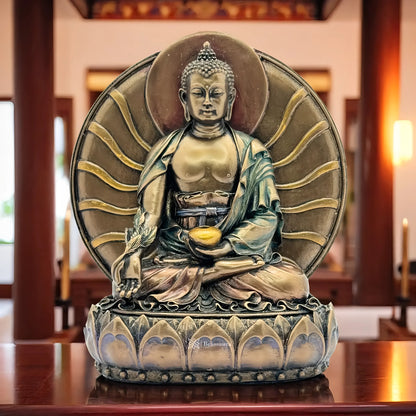Brassaura™ Resin Buddha Statue – Height 6 Inches & Weight 0.550 Kgs | Serene Meditation Idol for Home & Temple Décor