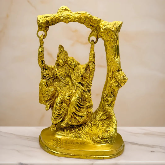 Brassaura™ Radha Krishna Murti | Pure Brass Handcrafted Idol | Height 20 cm (7.87 Inches) & Weight 1.2 Kgs