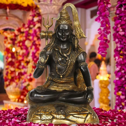 Brassaura™ Brass Lord Shiva Idol – Height 14.8 Inches & Weight 6.4 Kgs | Divine Temple Use