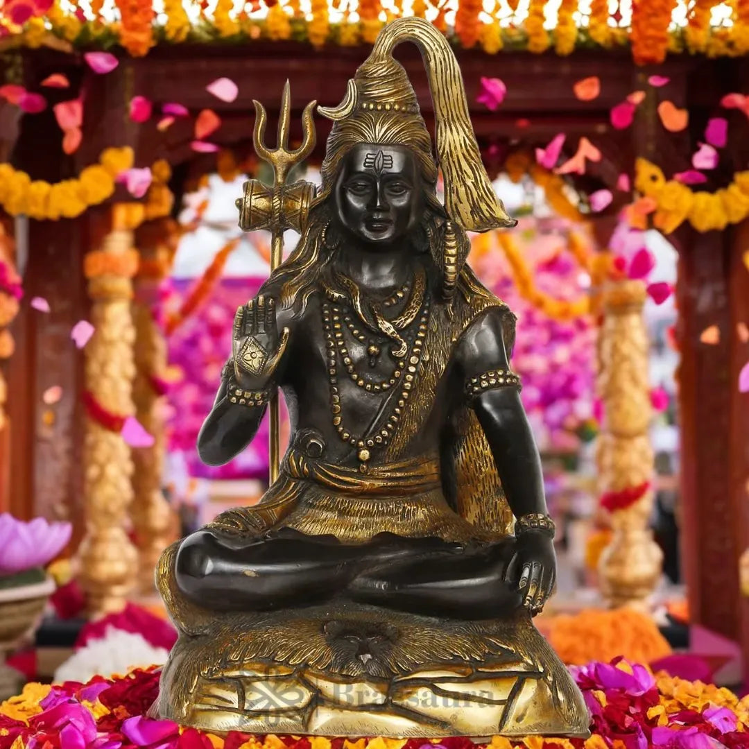 Brassaura™ Brass Lord Shiva Idol – Height 14.8 Inches & Weight 6.4 Kgs | Divine Temple Use