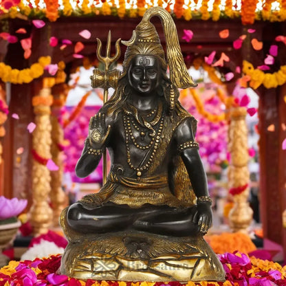 Brassaura™ Brass Lord Shiva Idol – Height 14.8 Inches & Weight 6.4 Kgs | Divine Temple Use