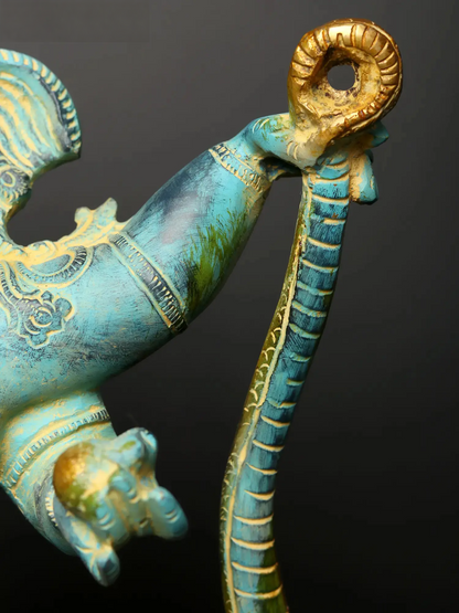 Brassaura™ Brass Single-Tusked Lord Ganesha on Seven-Hooded Serpent | Height 27 Inches & Weight 15.58 kgs