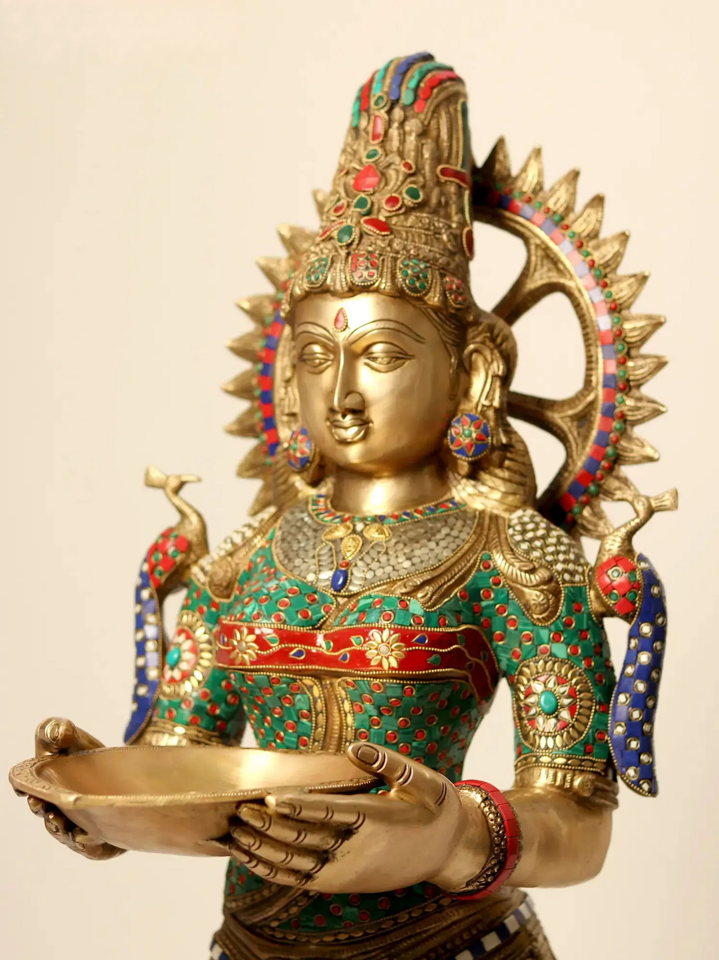 Brassaura® Brass Deep Lakshmi Statue | Height 50.98 Inches & Weight 50.28 kg