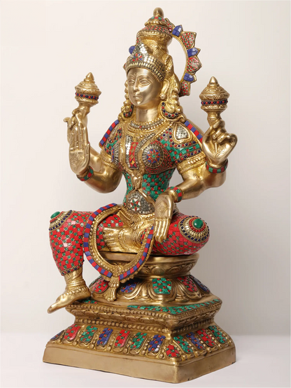 Brassaura® Brass Lakshmi Statue | Height 28.94 Inches & Weight 32.80 kg
