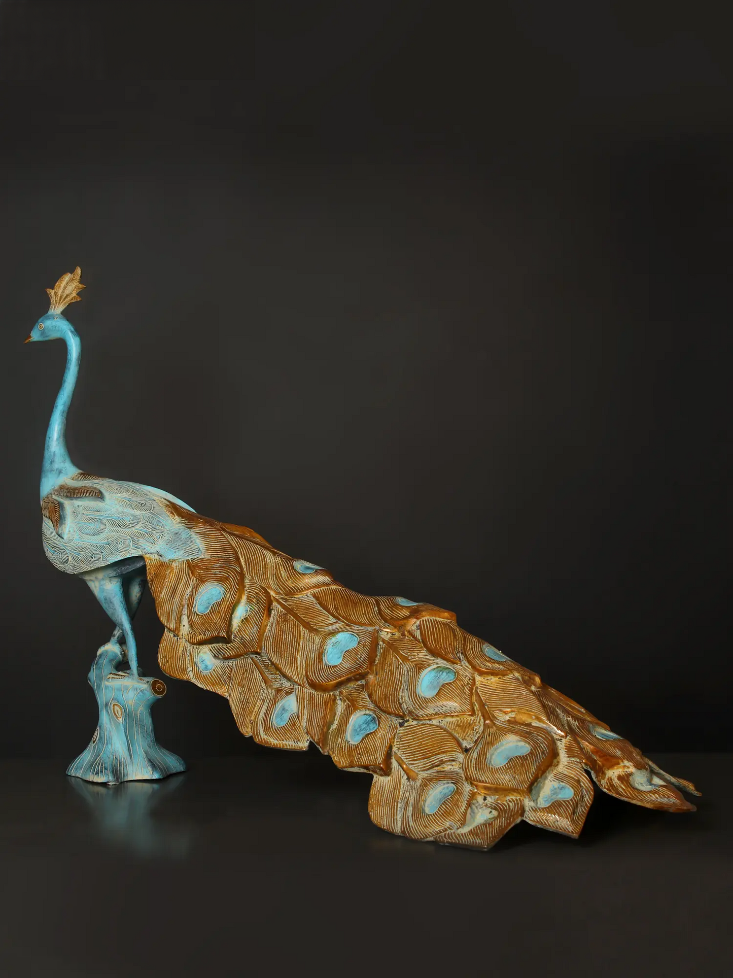 Brassaura® Decorative Brass Peacock Sculpture | Pure Brass | Height 25 Inches & Weight 23.50 kgs