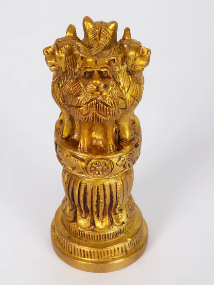 ब्रसौरा® ब्रास अशोक सिंह स्तंभ राजधानी मूर्तिकला | शुद्ध पीतल | ऊंचाई 6 इंच और वजन 0.98 किलोग्राम