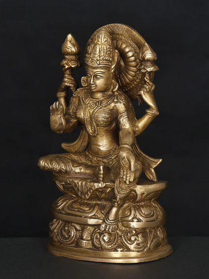 Brassaura® Brass Goddess Lakshmi Statue | Height 8 Inches & Weight 2.08 kg