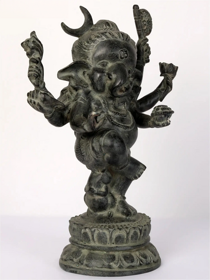 Brassaura™ Six-Armed Dancing Bal Ganesha Brass Idol | Height 15.5 Inches & Weight 8.70 kgs