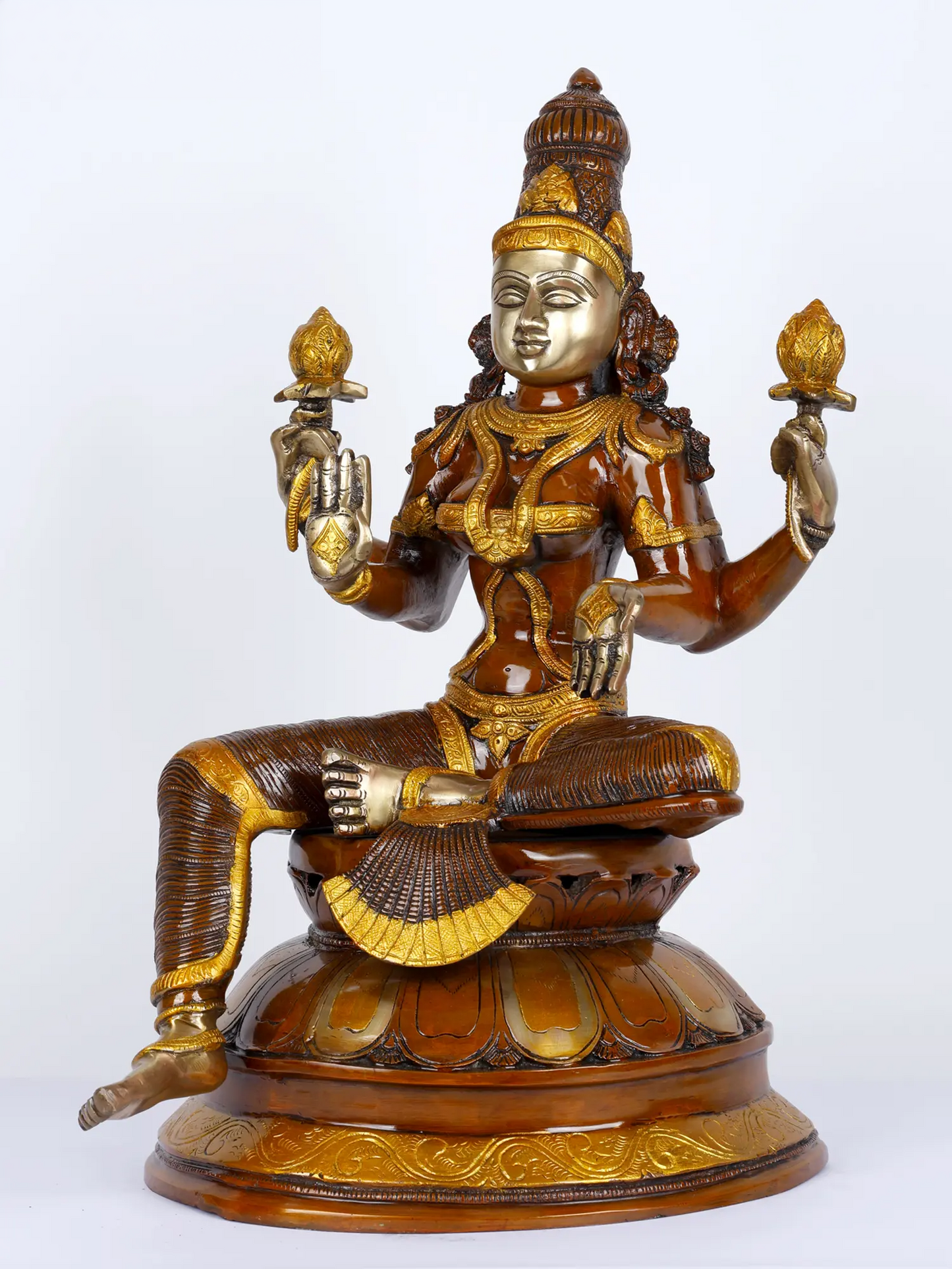 Brassaura® Large Brass Goddess Lakshmi Statue | 23.43 Inches | 25.57 kg
