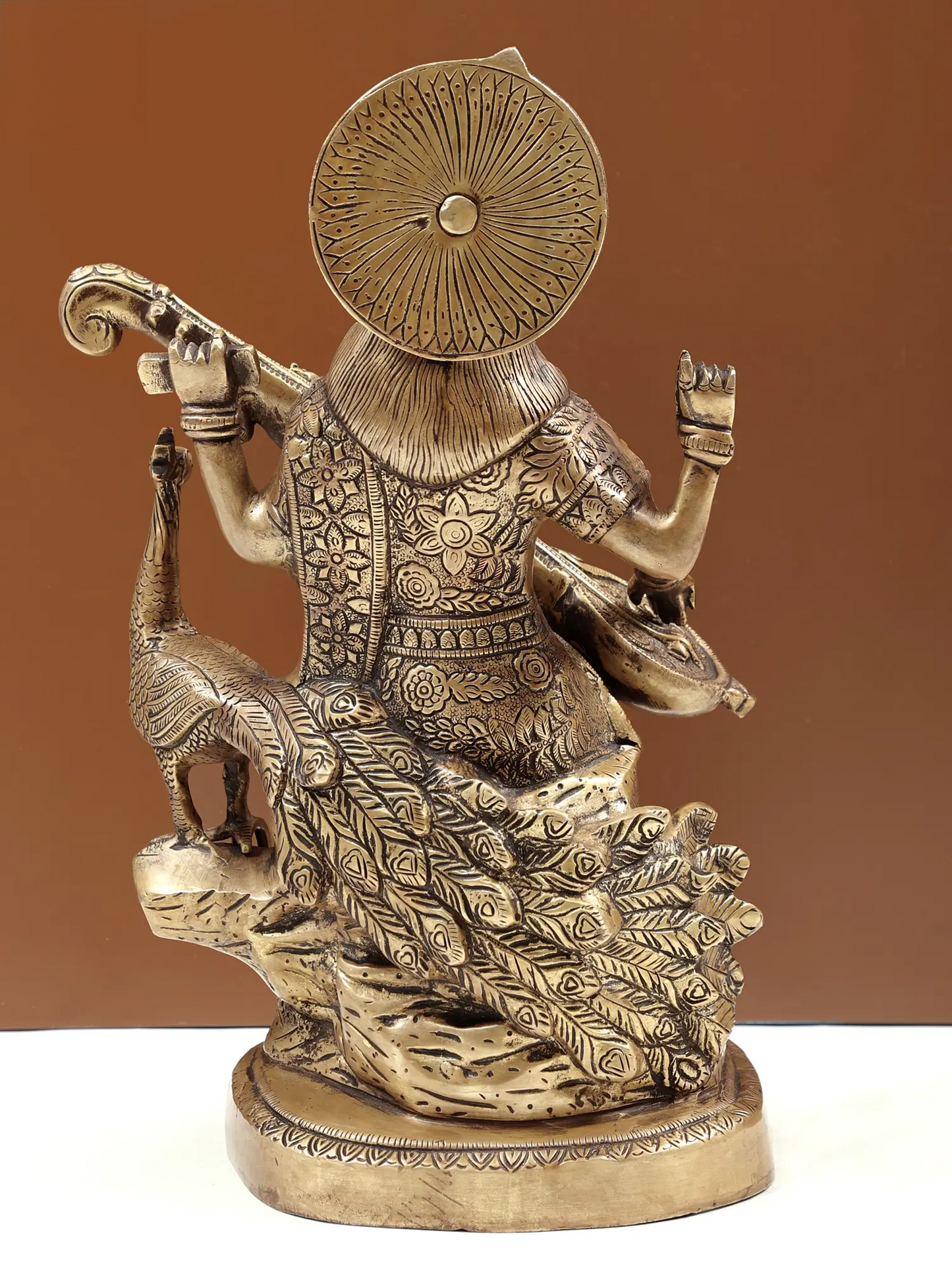 Brassaura® Brass Goddess Saraswati Statue | 14.96 Inches | 8.90 kg