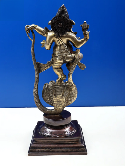 Brassaura™ सर्प पर भगवान गणेश | उत्कृष्ट विवरण के साथ शुद्ध पीतल | ऊंचाई 19 इंच और वजन 8.86 किलोग्राम