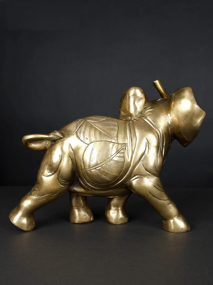 Brassaura® Decorative Brass Elephant Statue with Color Accents | Handcrafted Brass | Height 9.6 Inches & Weight 6.50 kgs