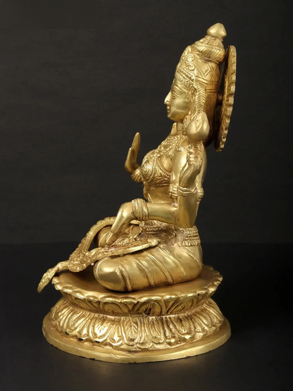 Brassaura® Four-Armed Goddess Lakshmi in Abhaya Mudra | Brass Statue | Height 9.6 Inches & Weight 3.10 kgs
