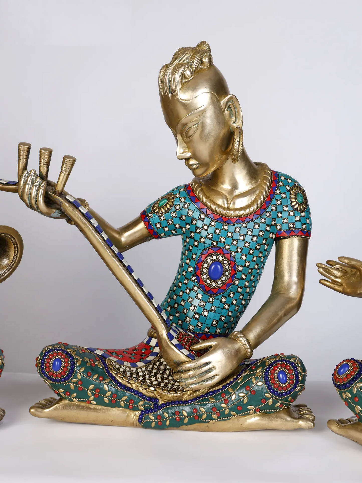 Brassaura® Set of 4 Musical Lady Figurines with Inlay Work | Pure Brass | Height 18 Inches & Weight 55.45 kgs