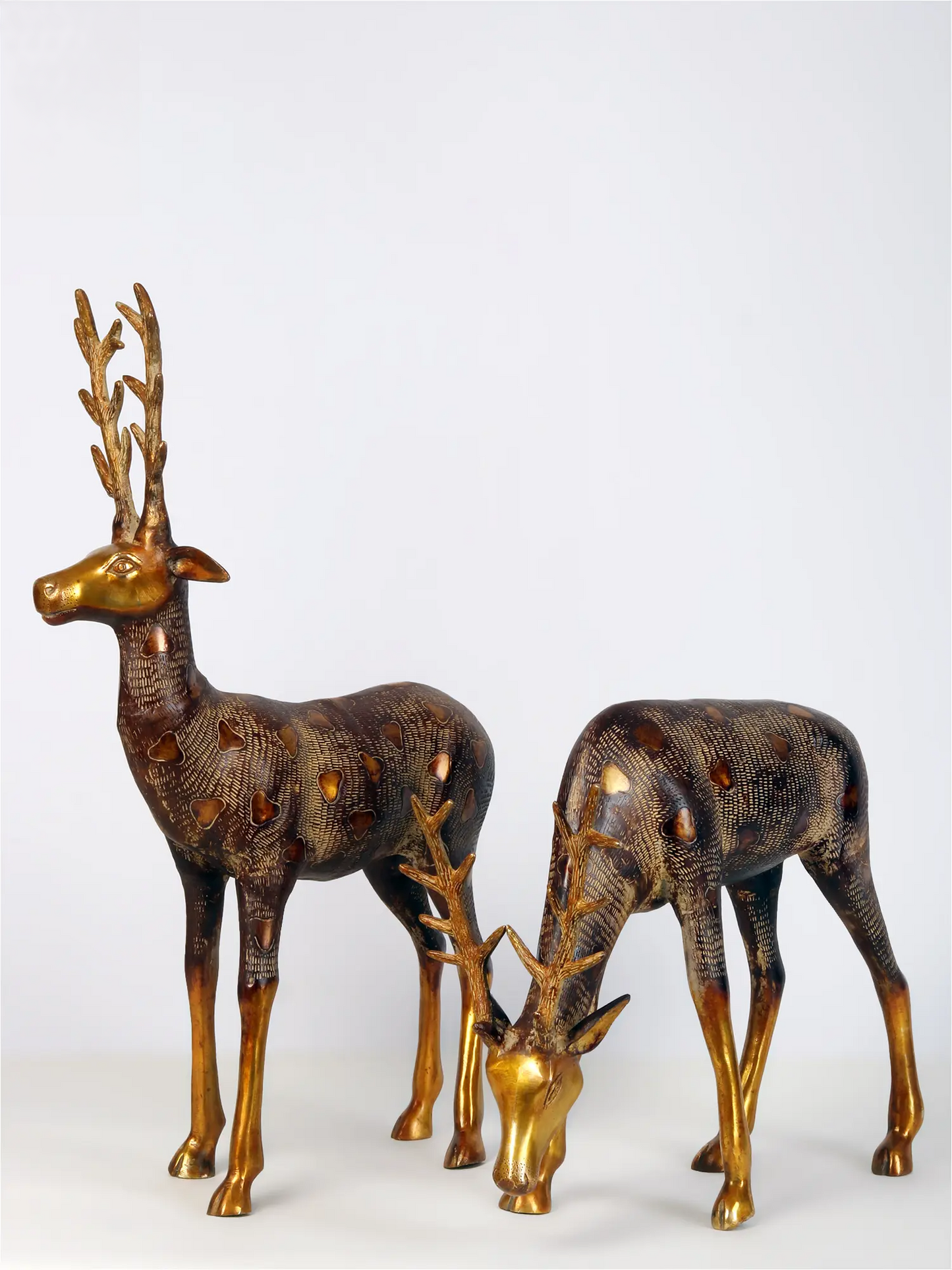 Brassaura® Pair of Deer Brass Sculptures | Pure Brass | Height 28 Inches & Weight 22.91 kgs