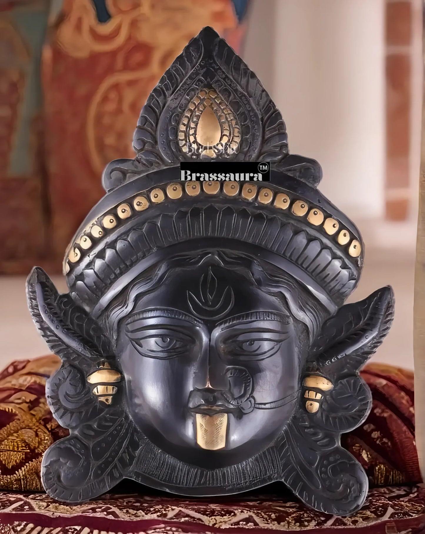 Brassaura™ Brass Goddess Durga Wall Mount – Height 10.5 Inches & Weight 2.2 Kgs