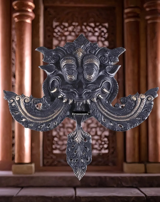 Brassaura™ Brass Kirtimukha Yali Wall Hanging – Height 11 Inches & Weight 1.6 Kgs