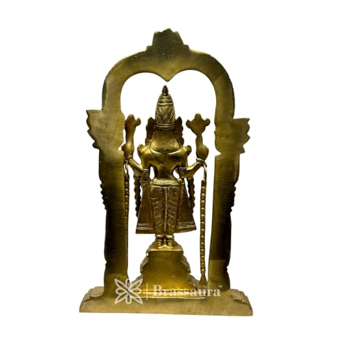 Brassaura™ Brass Golden Venkateshwara Bala Ji Idol for Home and Decor South Indian God Tirupati Balaji Murti for Pooja Room Home and Office Decor Diwali and Gifts Item Height 36 Weight 4.52 Kg