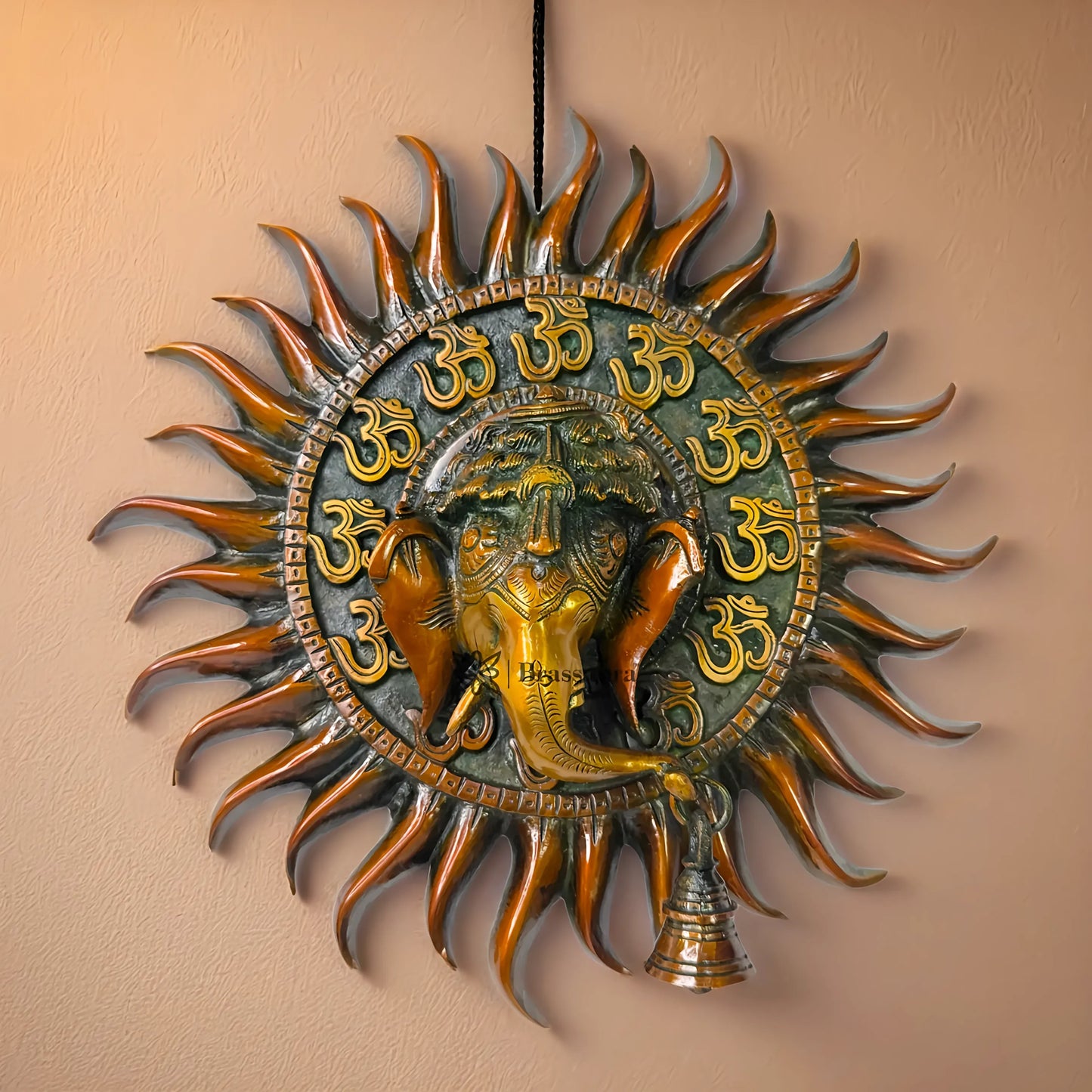Brassaura™ Traditional Brass Ganesha Wall Hanging – Height 12.8 Inches & Weight 2.5 Kgs | Home & Temple Décor