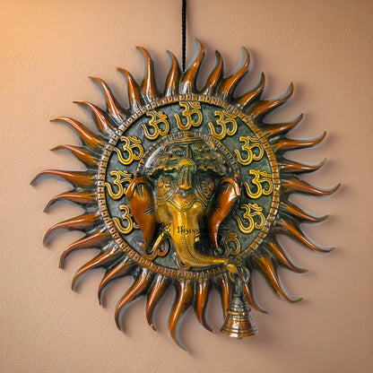 Brassaura™ Traditional Brass Ganesha Wall Hanging – Height 12.8 Inches & Weight 2.5 Kgs | Home & Temple Décor