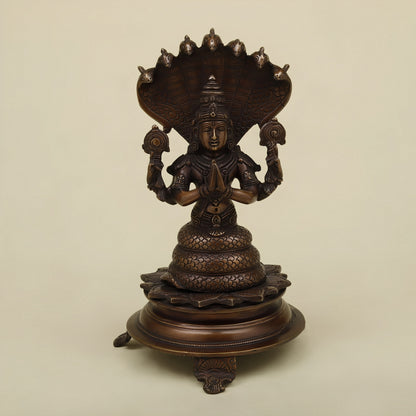 Brassaura™ Handcrafted Brass Patanjali Statue with Copper Finish | 11 Inches Height | 3.15 Kgs Weight | Symbol of Wisdom & Spiritual Growth