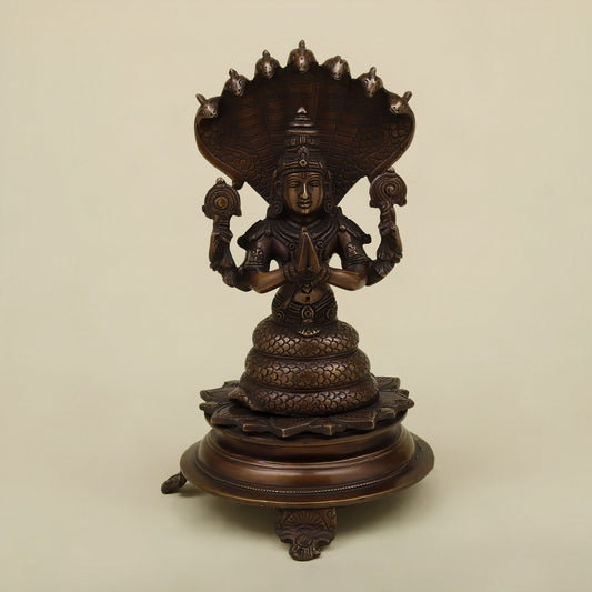 Brassaura® Handcrafted Brass Patanjali Statue with Copper Finish | 11 Inches Height | Symbol of Wisdom & Spiritual Growth