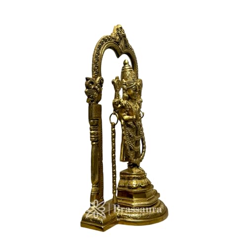 Brassaura™ Brass Golden Venkateshwara Bala Ji Idol for Home and Decor South Indian God Tirupati Balaji Murti for Pooja Room Home and Office Decor Diwali and Gifts Item Height 36 Weight 4.52 Kg