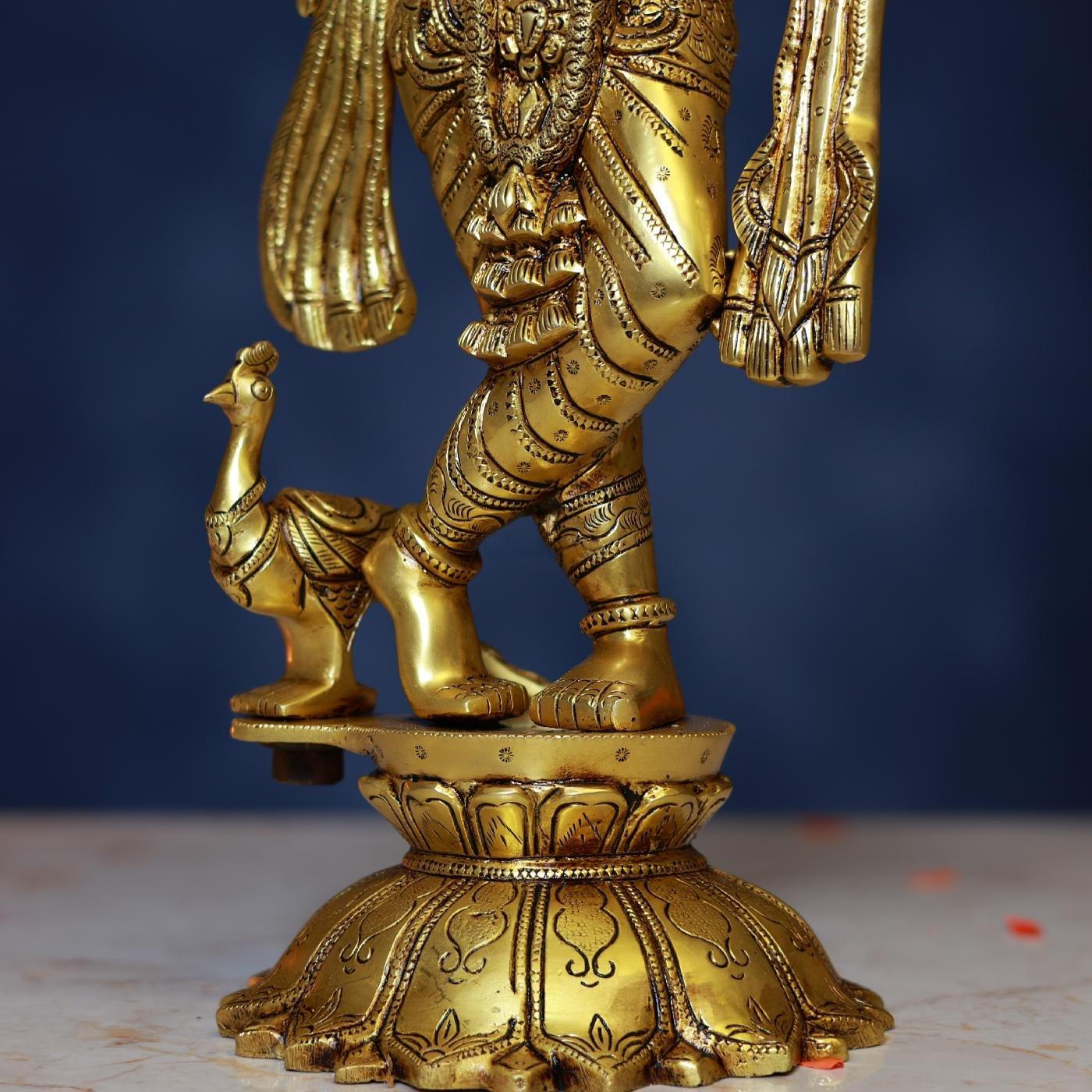 BRASS STANDING KRISHNA IDOL HEIGHT 18.5 INCH